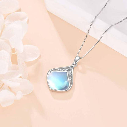 YAFEINI Teardrop Necklace Sterling Silver Filigree Irish Pendant Necklace Natural Stone Moonstone/Lapis Lazuli/Larimar/Moss Agate Necklace Jewelry - color: Moonstone teardrop necklace with cz