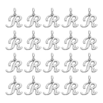 uxcell A-Z Alphabet Charm, Metal Alphabet Letter Charm Initial Charm Pendant Bead for Necklaces Bracelets Jewelry Making Craft - color: Silver R