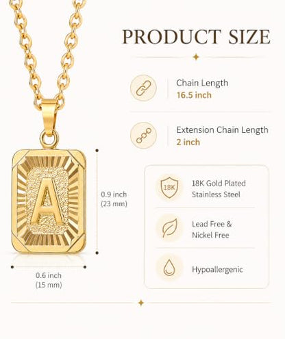 Glimmerst Initial Pendant Necklace 18K Gold Plated Stainless Steel Letter Necklace Personalizd Name Necklace for Women - style: Gold A