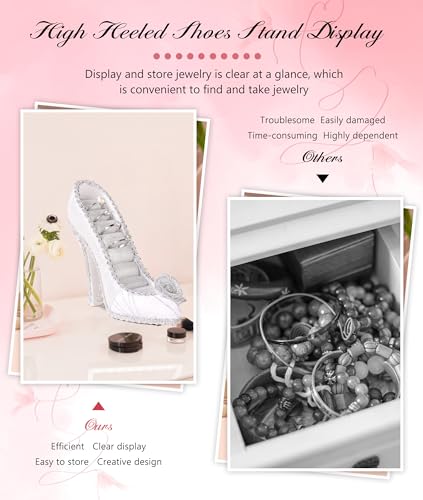 Jewelry Display Stand, Earring Necklace Ring Holder, Model Dress High heeled Shoes Earring Necklace Ring Jewelry Holder Stand Display (White) - color: White