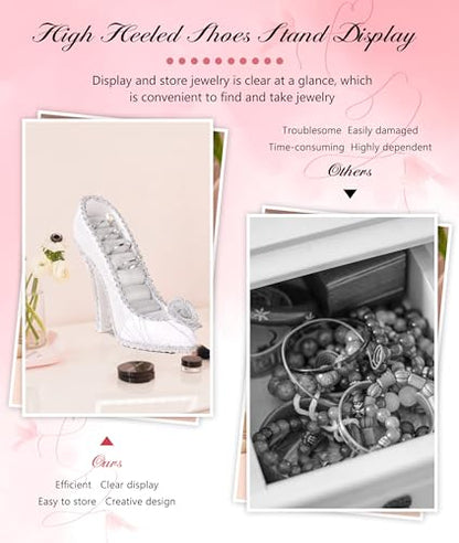 Jewelry Display Stand, Earring Necklace Ring Holder, Model Dress High heeled Shoes Earring Necklace Ring Jewelry Holder Stand Display (White) - color: White