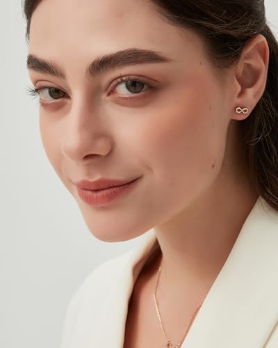 COBI Jewelry Set for Women, 18K Gold & Rhodium Plated CZ Necklace & Earrings, Clover Halo Infinity Solitaire Feather Designs, Dainty Crystal Pendant Sets, Trendy Fashion Gifts for Her - style: Infinity