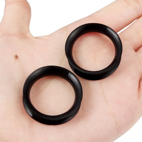10G-50mm Thin Black Silicone Ear Gauges Tunnels Rubber Ear Plugs Gauges Double Flared Flexible Tunnel Earrings for Women Men - color: 28mm = 1 1/8 inch = 1.1 inch