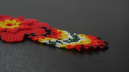 Handmade beaded Native native american style huichol glass seed bead Necklace Collar de cuentas nativas al estilo mexicano de los artesanos regalos para mujeres - color: Red