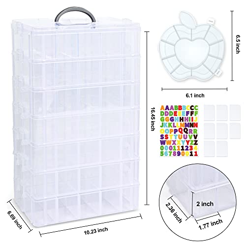 7 Layers Stackable Storage Container, 70 Adjustable Compartments (White) Perfect for Kids Toys, Art Crafts, Jewelry, Supplies, Mini Case & Letter Sticker Included - color: WHITE