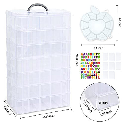 7 Layers Stackable Storage Container, 70 Adjustable Compartments (White) Perfect for Kids Toys, Art Crafts, Jewelry, Supplies, Mini Case & Letter Sticker Included - color: WHITE