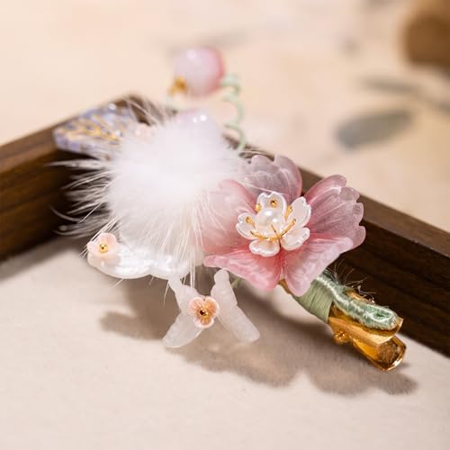 Wedding Hair Clips, Crystal Hair Pins Pearl Rhinestone Hair Barrettes, Bridal Flower Hair Pieces Pearl Headpieces Hair Accessories for Women Girls (Pink&Gray) - color: Pink&Gray
