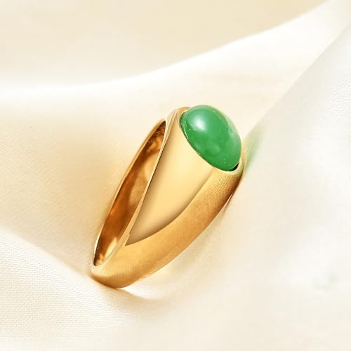 MYNENEY Signet Mens Pinky Rings Statement Wedding for Women - color: Green-Gold