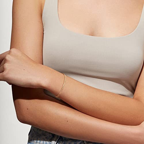 Gold Chain Bracelet for Women, 14K Gold Plated | Dainty Bracelets with Adjustable Chain, Trendy Jewelry Gift for Women - style: Oval CZ