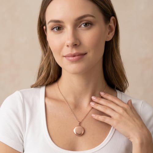 PHOCKSIN Personalized Locket Necklace for Women Photo Necklace with Customized Picture Birth Flower Birthstone Customizable Birthday Gifts - color: #17-Round Rose Gold