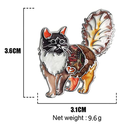 NEWEI Cat Brooch Pins for Women Girls Jacket Bag Charms Cat Pins Jewelry Gifts - color: Coffee