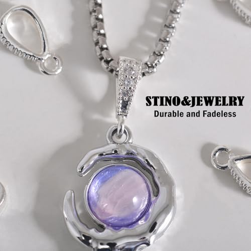 stino 10PCs Small Pendant Bail Clasps for Jewelry (Silver Plated) | 10 Pack, Jewelry Connectors, Necklace Bails ,Secure, Jewelry Making - color: Silver Plated