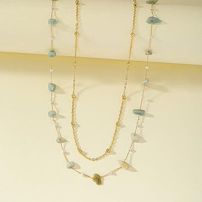 Gold Turquoise Waist Chain for Women Boho Layered Belt Chain Irregular Stone Belly Body Chain Summer Bikini Sexy Body Chain Festival Rave Body Accessories - color: Mint Green