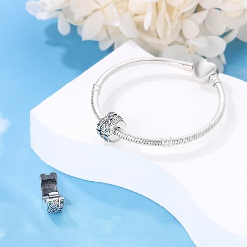 925 Sterling Silver Stopper Clip Charms for Bracelet Necklace Spacer Beads with 5A Cubic Zirconia Mother's Day Christmas DIY Gift for Women(2PCS) - style: Colorful double-ring retaining clip