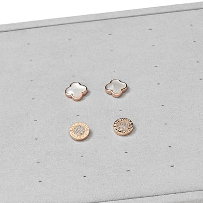 Microfiber Jewelry Stud Earring Tray Display Tray | Earring Display Organizer Tray Gray - size: 5.52" x 5.51" x 0.78"