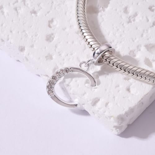 925 Sterling Silver Initial Charm fits Pandora, Gift for Mom Wife | Christmas,Birthday,Mother's Day, Anniversary, Valentine's Day - color: Letter C