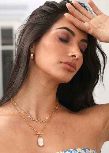 SOFYBJA Saint Benedict Necklace Drop 18K Gold Toggle Medallion Coin Cross Pendant Necklaces Religious Jewelry Catholic Gift for Women - color: Gold Square Baroque Pearl Pendant Necklace
