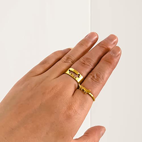 2PCS Matching Cute Animals Promise Engagement Rings for Couples Men Women Jewelry Band Sets 316L Stainless Steel Adjustable Open Ring - color: Fox-s