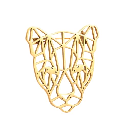 Large-sized Gold Color Phoenix Bird Brooch Wolf and Lion Brooch and Pin - style: Leopard