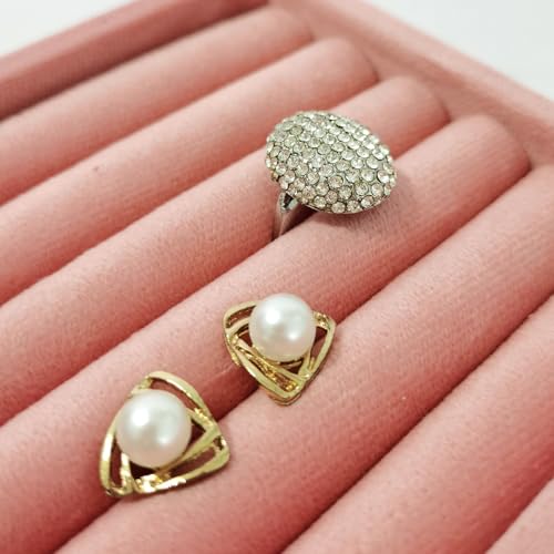 SCIKHETF Velvet Ring Earrings Studs organizer Tray Small Ring Insert Display Tray 5 Slots Stackable (Peach Pink) - color: Peach Pink