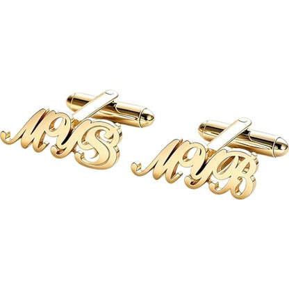Custom Men’s Cufflinks - Personalized Cuff Links Initials/Names/Dates - 18K Gold Plated 304 Stainless Steel - Ideal Father’s Day & Christmas Gift for Men - style: Style 5
