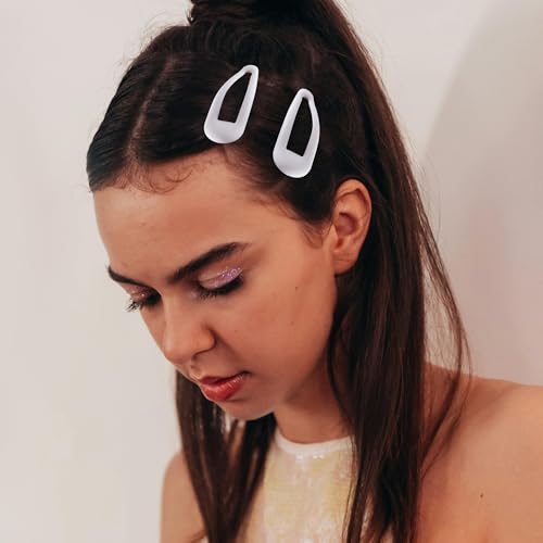 Small Hair Barrettes For Women No Slip Metal Snap Clips For Thin And Fine Hair,Matte White,20 PCS,1.97 x 0.5 Inch. - color: Matte White