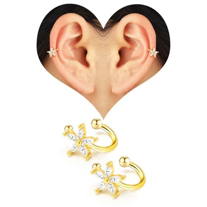 Ear Cuff Earrings with Fake Diamond for Women Non Piercing Fake Earring Cuff Clip On Earring Cuffs Non Pierced for Renaissance Costume,Rave Outfits,Birthday Dress,Women Gift - color: Gold