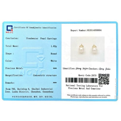 Freshwater Cultured Pearl Stud Earrings, 18K Gold Plated Sterling Silver | AAAA+ Handpicked Pearl Earrings with Hypoallergenic Design, Elegant Jewelry Gift for Women’s Daily Wear - size: 9mm