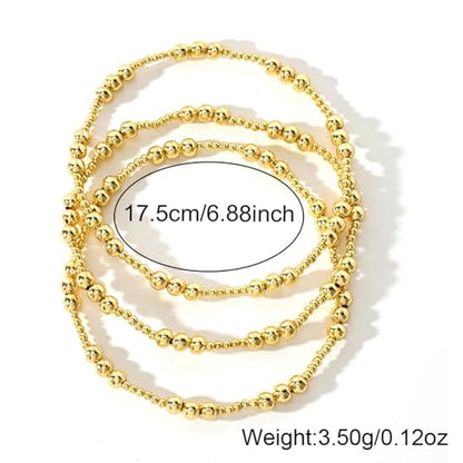 Gold Bracelets for Women, Beaded Cross Stack, Non Tarnish Set，Set-1 | Gold Beaded Bracelet Stack with Stretch Fit, Waterproof Finish and Dainty Design for Everyday Wear and Gifts - color: Colors-15