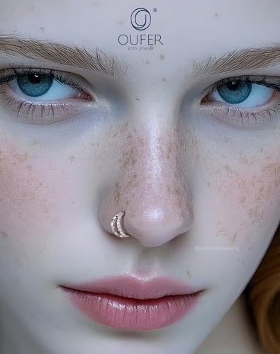 OUFER Christmas Double Hoop Nose Ring, 18G/20 6/7/8mm Red Green Christmas Nose Piercing Nose Rings Hoops Surgical Steel, Festive Hoop Nose Rings for Women Perfect for Xmas Nostril Piercing Jewelry - color: Silver