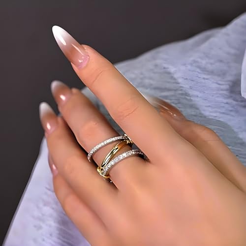 Elegant Stackable Rings for Women 18k Gold Plated Non-Tarnish, Dainty Cubic Zirconia CZ Knuckle Rings Set, Minimalist Jewelry Gift for Wedding Anniversary Everyday Wear