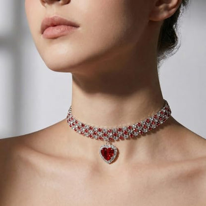 Silver Plated Necklace Earrings Bracelet Crystal Bridal Wedding Jewelry Sets for Wedding princess birthday party Halloween Prom Pageant Jewelry - color: 4-red