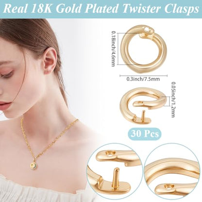 Beebeecraft 1 Box 30Pcs Locking Jump Rings 18K Gold Plated OD 7.5mm ID 5mm Split Round Open Jump Ring Connector Links for Jewelry Making DIY Crafts Necklace Bracelet Keychain - color: Gold