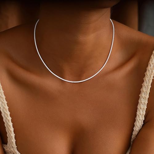 925 Sterling Silver Chain for Women, Diamond Cut 1.1mm Round Snake Chain Lobster Claw Clasp Silver Jewelry Gifts for Women Mom Girlfriend - size: 20 Inches