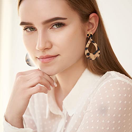 Hicarer 8 Pairs Rattan Earrings for Women Girls Lightweight Summer Acrylic Geometric Statement Woven Earrings Handmade Straw Wicker Braid Teardrop Hoop Drop Dangle Earring(Simple Style)