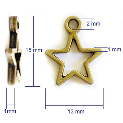 Heather's cf Star Charms for Jewelry Making Silver Tibetan Star Moon Snowflake Pendants Non Tarnish Metal Earring Charm for Bracelets Necklaces Earrings DIY Jewelry Making Supplies - color: Brass Star - 150Pc