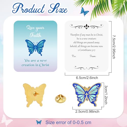 Sayglossy 30 Sets Butterfly Pins on Card Bulk Religious Butterfly Pins Live Your Faith Christian Lapel Brooches with Bible Verse Cards for Women Mother Church Gifts - style: Butterfly