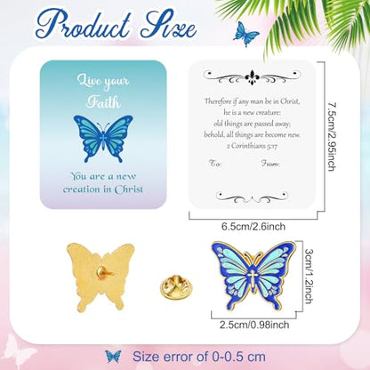 Sayglossy 30 Sets Butterfly Pins on Card Bulk Religious Butterfly Pins Live Your Faith Christian Lapel Brooches with Bible Verse Cards for Women Mother Church Gifts - style: Butterfly
