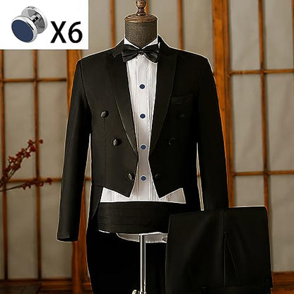 Cufflinks for Men and Tuxedo Shirt Studs Set with Gift Box Stainless Steel Cuff links - style: Navy blue