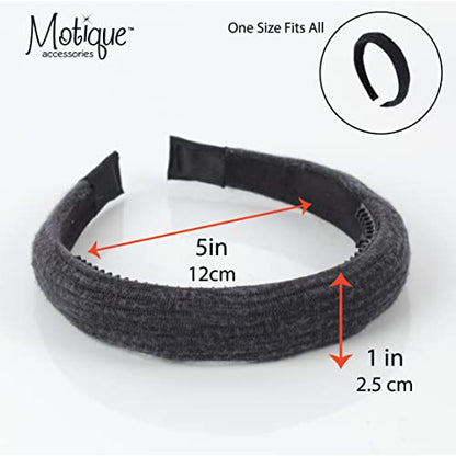 1 Inch Ribbed Cotton Padded Headband for Women and Girls - Black - color: 1'' Black