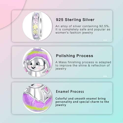 LUXILLA Charms for Bracelets & Necklace 925 Sterling Silver Charms Elephant Happy Birthday Charm Fit for Valentine's Day Mother's Day Jewelry Gift for Women - color: Bunny Easter Egg Charm