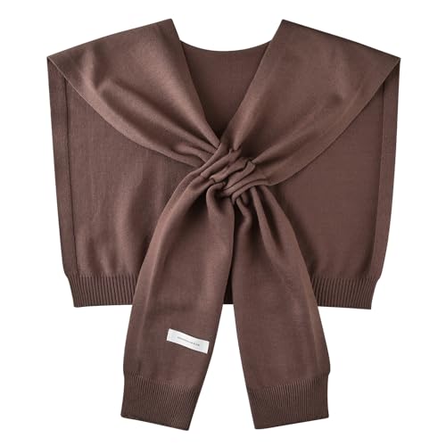 WaJuemy Women's Sweater Shawl Wraps Sleeves Knitted Collar Sweater Scarf Top Casual Lightweight Shoulder Cape Accessories - color: 21 Maroon