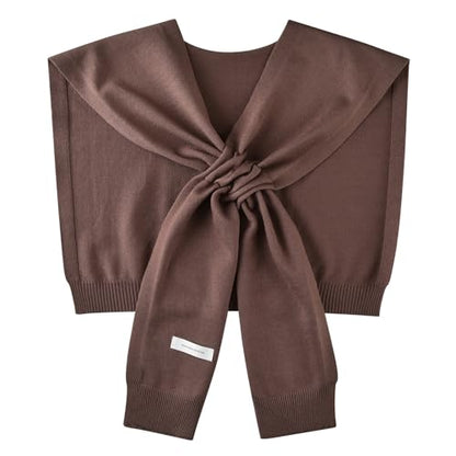 WaJuemy Women's Sweater Shawl Wraps Sleeves Knitted Collar Sweater Scarf Top Casual Lightweight Shoulder Cape Accessories - color: 21 Maroon