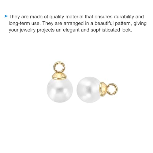 PATIKIL Pearl Charm, 100pcs Pearl Beads Faux Pearl Pendant Charm DIY for Jewelry Making Bracelets Earrings Necklace Crafts - color: Golden White, size: 6mm