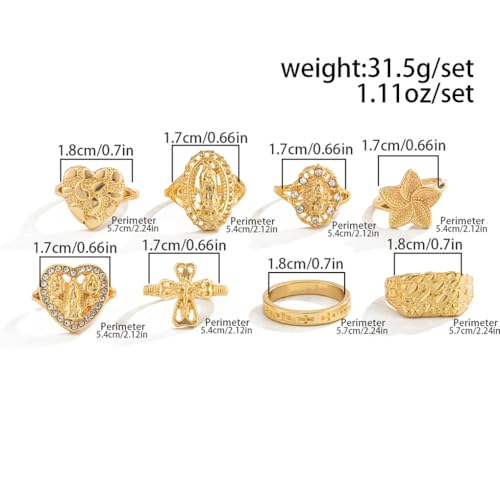 FUTIMELY Boho Retro Stackable Rings Sets for Women Knuckle Joint Finger Knuckle Nail Ring Sets Moon Stars Stack Preppy Statement Rings Cute Trendy Stuff Jewelry - style: F-8PC-Cross Rings