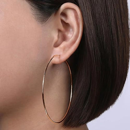 Cocadant Big Gold Hoop Earrings for Women Girls,Dainty 14k Gold Hypoallergenic Rose Gold Silver Hoop Earrings with 925 Sterling Silver Post,Stainless Steel Large Hoop Earrings - style: 60mm-Gold,Silver and Rose gold