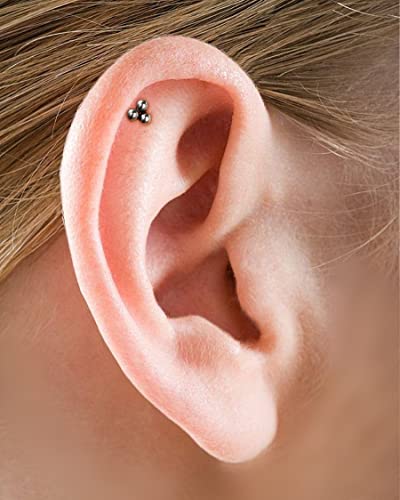 Cocharm G23 Titanium 16g Helix Cartilage Earrings Threadless 6mm, 8mm, 10mm Cluster Ear Studs Tragus Conch Piercing 16 Gauge Surgical Steel Medusa Stud - color: Silver