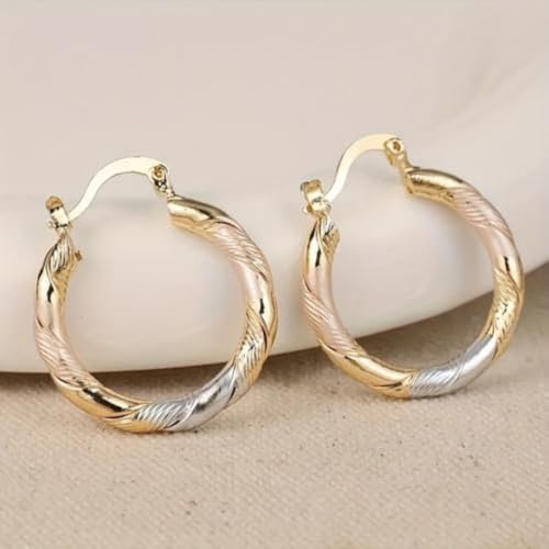 White Gold & Gold Plated Twisted Hoop Earrings for Women Daily Evening Parties Wear Lightweight Jewelry Earring Gift for Her