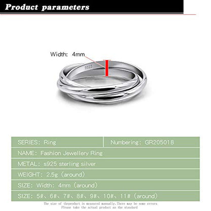 Dankadi Minimalist 925 Sterling Silver Triple Ring - Women's Glamour Jewelry Cocktail Party Unisex Accessories 5# -11#
