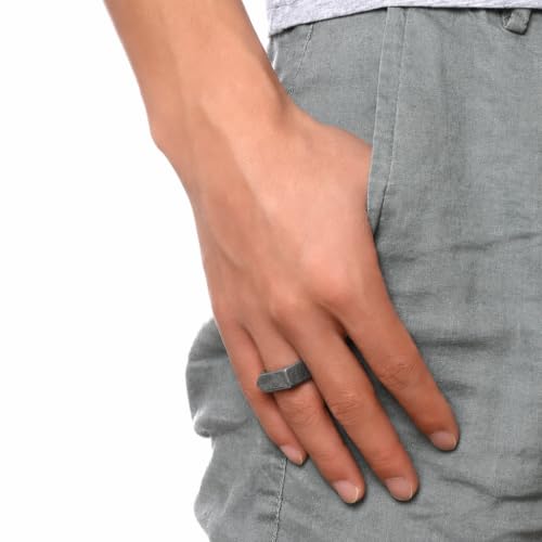 MYNENEY Stainless Steel Square Shape Signet for Men Statement Ring - color: Arrow Retro